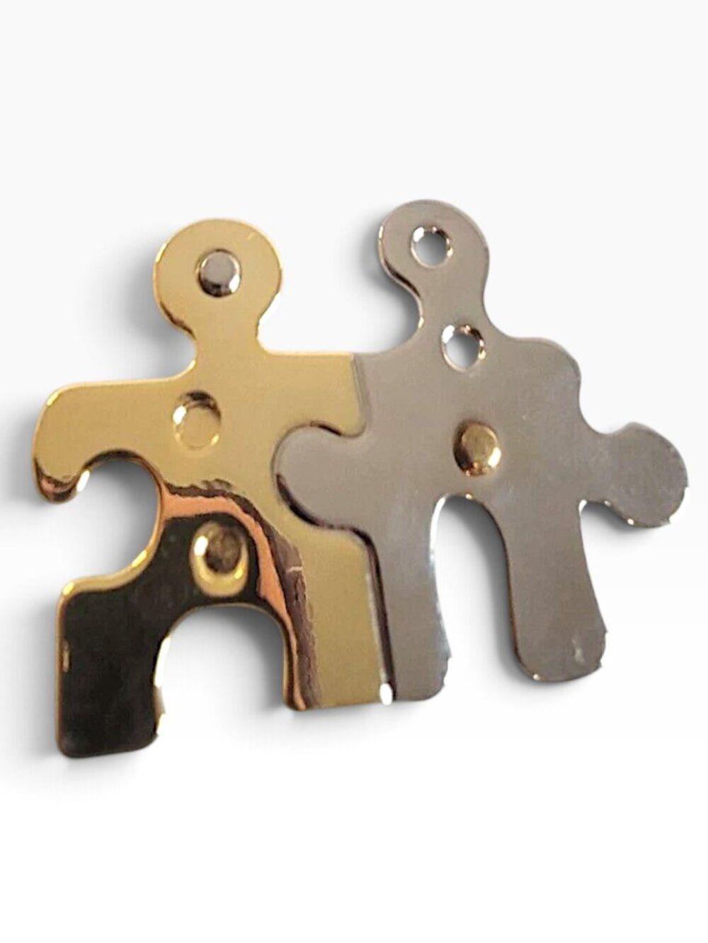 Puzzle Pieces Brooch Silver and Gold Tone Costume Jewelry Austism